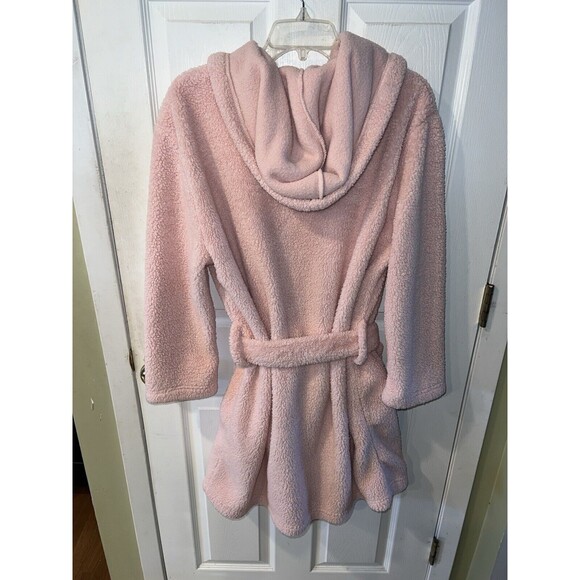 POTTERY BARN ROBE HOODED TEEN COZY SHERPA BLUSH ONE SIZE SOFT BELTED POCKETS - Picture 6 of 6